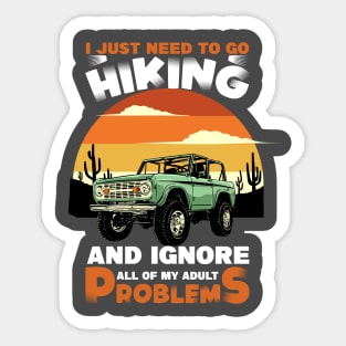 Funny hiking mountains cross country road vintage sunset Sticker